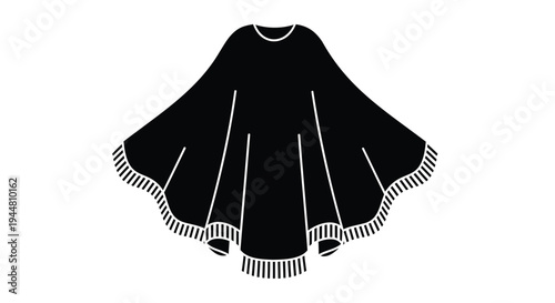 Vector illustration of a black cape with striped trim