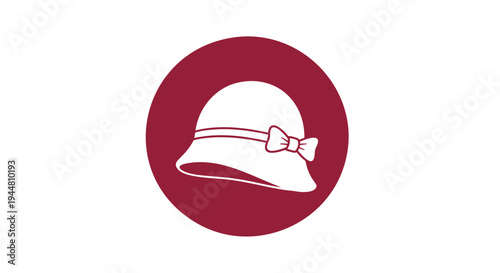 Vector illustration of a white hat with bow in red circle