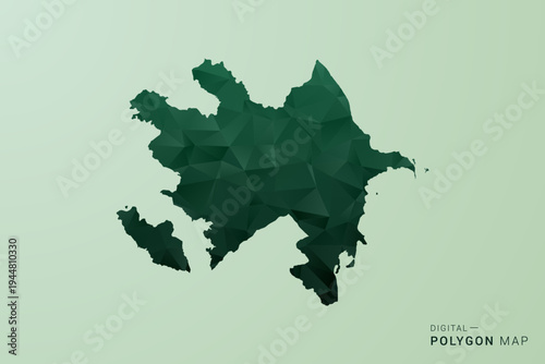 Azerbaijan Map - Green Polygon Style Vector Illustration, Low Poly Geometric Design with Clean Silhouette on soft green Background.