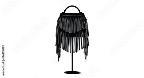 Vector illustration of black fringe bag on stand