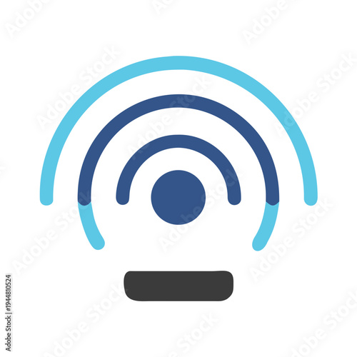 Abstract graphic of broadcasting signal in a technology style on black background