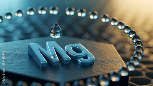 Crucial Magnesium (Mg) mineral depicted with a pristine water droplet, highlighting its significance in biochemical reactions and overall vitality