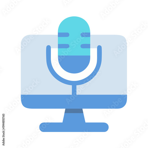Digital Audio: Microphone Icon Displayed on a Desktop Computer Screen