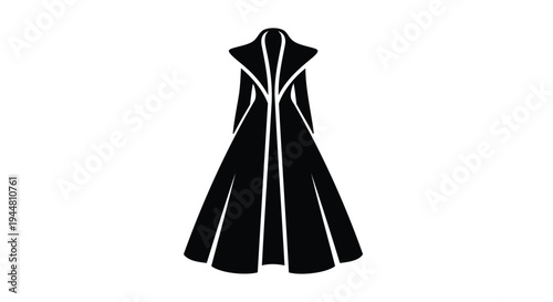 Vector black coat icon, fashion illustration