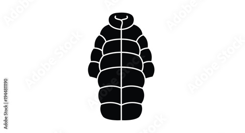 Black puffer jacket vector icon