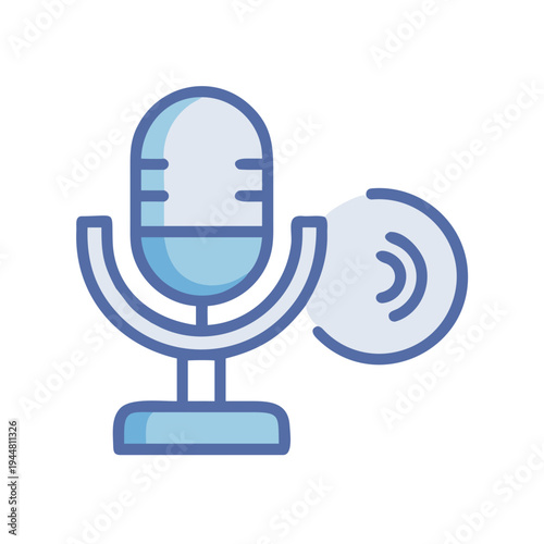 Modern microphone icon with sound waves, perfect for podcasting and audio production