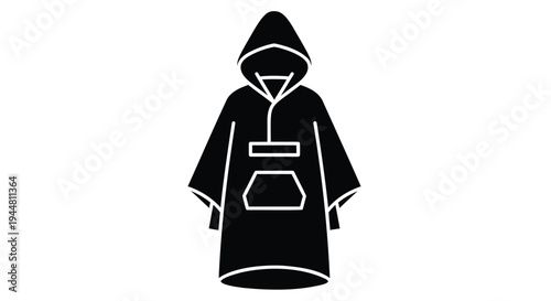 Vector illustration of a black hooded sweatshirt icon