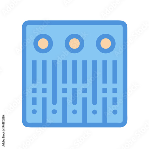Sound Mixing Console Illustration, Minimal Style Icon of Audio Mixing Panel