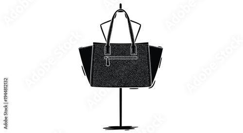 Vector illustration of black handbag on stand