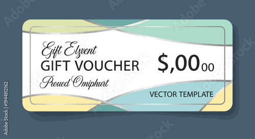 Elegant Gift Voucher Vector Template with Abstract Pastel Design