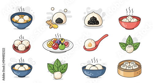 Collection of Steamed Dumplings and Traditional Asian Sweet Treats