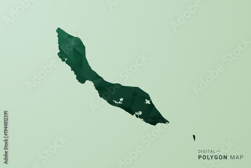 curacao Map - Green Polygon Style Vector Illustration, Low Poly Geometric Design with Clean Silhouette on soft green Background.
