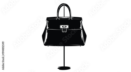 Vector black handbag icon on stand