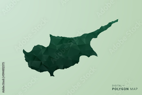 Cyprus Map - Green Polygon Style Vector Illustration, Low Poly Geometric Design with Clean Silhouette on soft green Background.