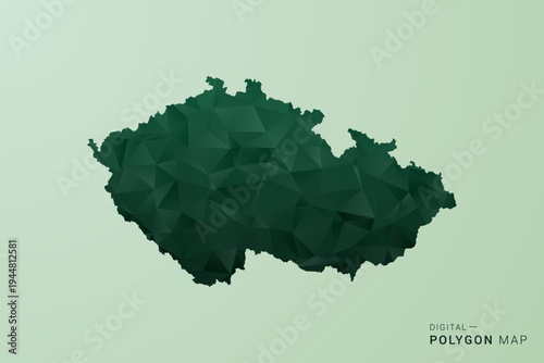 czech republic Map - Green Polygon Style Vector Illustration, Low Poly Geometric Design with Clean Silhouette on soft green Background.