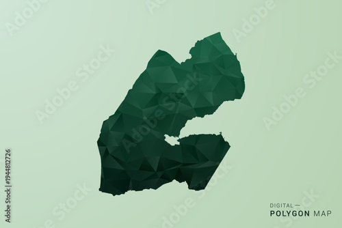 Djibouti Map - Green Polygon Style Vector Illustration, Low Poly Geometric Design with Clean Silhouette on soft green Background.