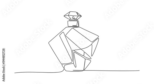 Vector illustration of a single perfume bottle in one line drawing style