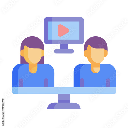 Online meeting with video conference between two participants on a black background