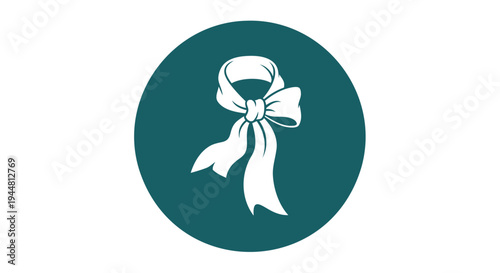 Vector ribbon bow icon in teal circle