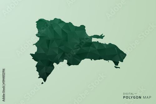 Dominican Republic Map - Green Polygon Style Vector Illustration, Low Poly Geometric Design with Clean Silhouette on soft green Background.