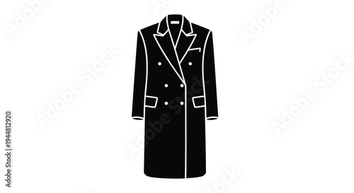 Vector illustration of a black double-breasted coat