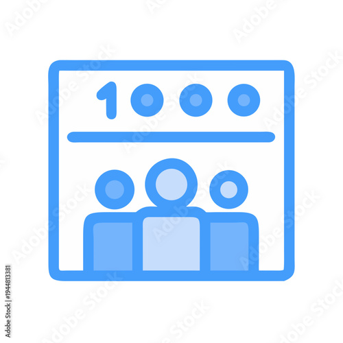 A minimalist icon depicting a crowd or group of people exceeding one thousand