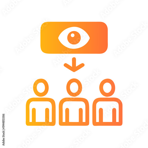 Eye Symbol Distributing Information to Group of People Icon Stock Image