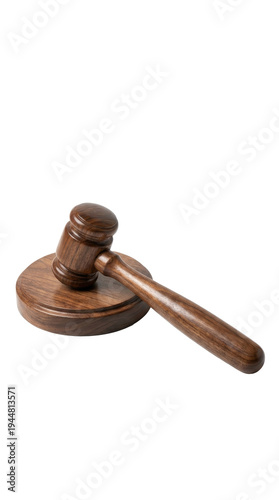 Wooden Judge Gavel and Sounding Block on White Background