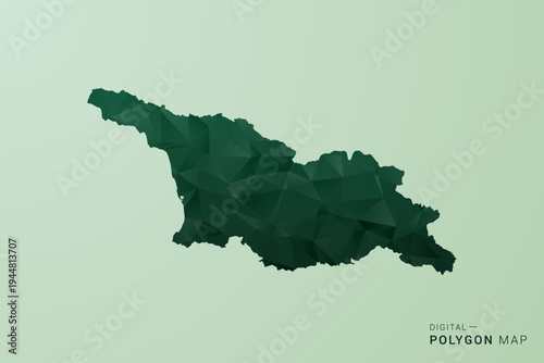 Georgia Map - Green Polygon Style Vector Illustration, Low Poly Geometric Design with Clean Silhouette on soft green Background.