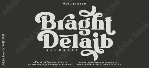 Braght Delaib Elegant alphabet letters font logo. Typography luxury classic lettering serif italic fonts decorative wedding vintage retro logos. vector illustration