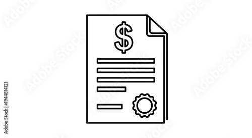 Financial document with gear settings icon.