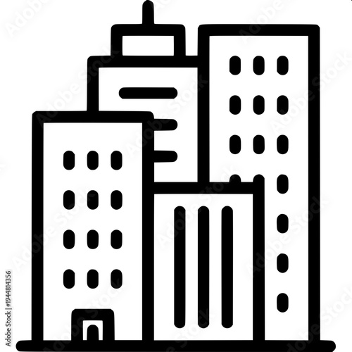 Real estate themed minimal house silhouette, dark gray flat house shape, attached garage left side, central arch door, two arched upper windows, right window with shutters, clean vector icon on light 