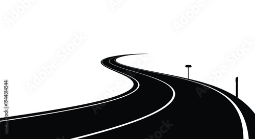 Winding road stretching into the distance minimalist graphic silhouette