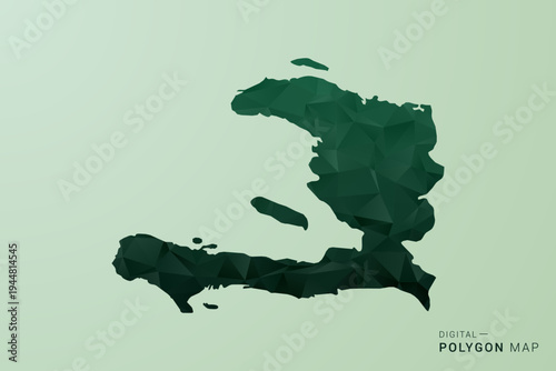 Haiti Map - Green Polygon Style Vector Illustration, Low Poly Geometric Design with Clean Silhouette on soft green Background.