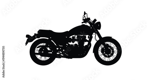 Black motorcycle profile against a white background silhouette