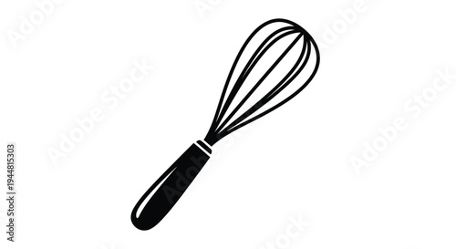 A black silhouette of a kitchen whisk for baking and cooking