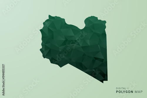 Libya Map - Green Polygon Style Vector Illustration, Low Poly Geometric Design with Clean Silhouette on soft green Background.