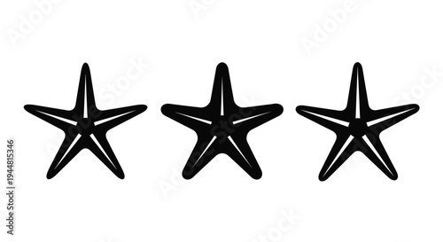 Three black starfish shapes against a white background silhouette