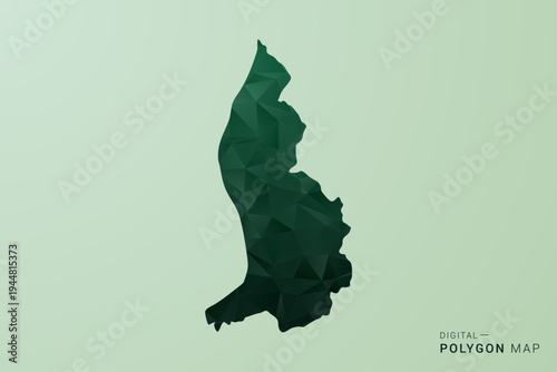 Liechtenstein Map - Green Polygon Style Vector Illustration, Low Poly Geometric Design with Clean Silhouette on soft green Background.