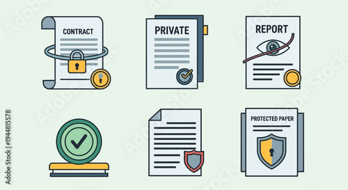 Contract Documents with Security Icons and Shields.