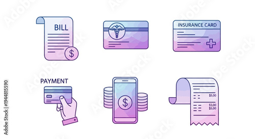 Financial Documents and Payment Methods Illustration.