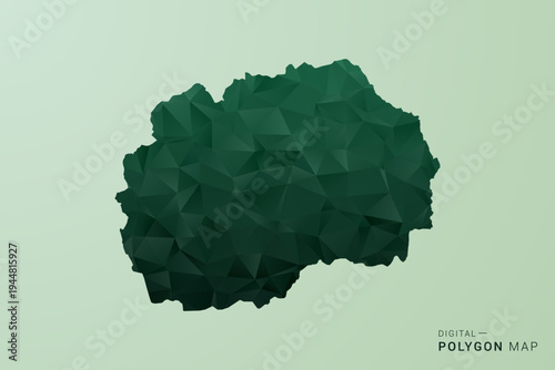 Macedonia Map - Green Polygon Style Vector Illustration, Low Poly Geometric Design with Clean Silhouette on soft green Background.