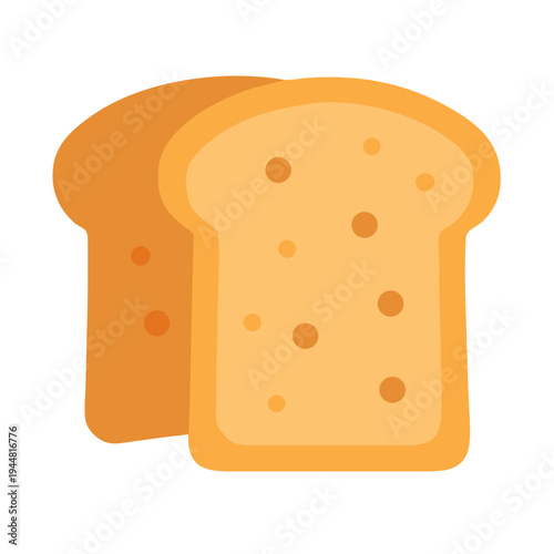 Two slices of toasted bread isolated against a black background, flat style