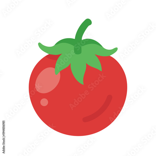 Vibrant tomato illustration with playful color and simplified shapes on black background