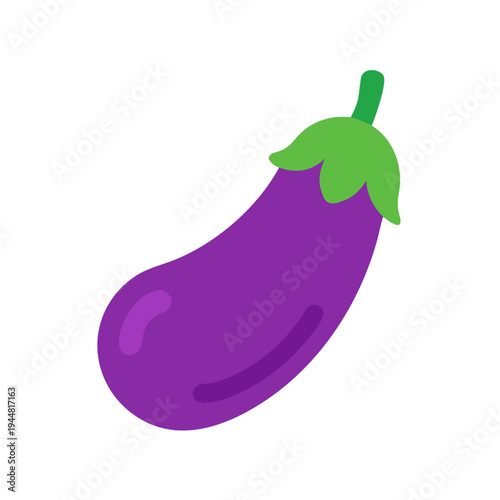 Quadro em tela Single eggplant with green stem and sepal isolated against a black background