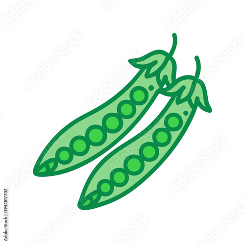 Stylized Green Peas in a Pod Icon for Healthy Eating Illustrations