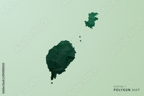 Sao Tome and Principe Map - Green Polygon Style Vector Illustration, Low Poly Geometric Design with Clean Silhouette on soft green Background.