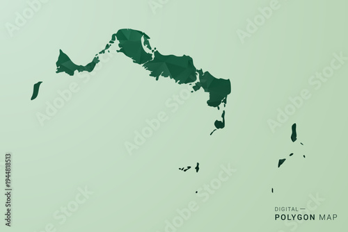 Turks and Caicos Islands Map - Green Polygon Style Vector Illustration, Low Poly Geometric Design with Clean Silhouette on soft green Background.