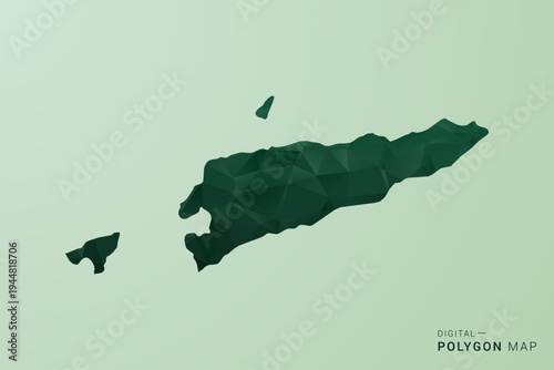 Timor Leste Map - Green Polygon Style Vector Illustration, Low Poly Geometric Design with Clean Silhouette on soft green Background.