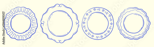 Plate Set Hand Drawn Linework